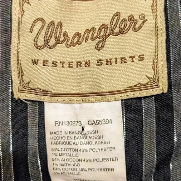 Wrangler Western Shirts Vintage Mens‎ Shirt Size S Snap Front Metallic Thread - Picture 2 of 6